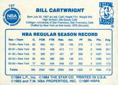 Back Side | Bill Cartwright Basketball Cards 1986 Star