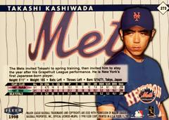 Rear | Takashi Kashiwada Baseball Cards 1998 Fleer Tradition