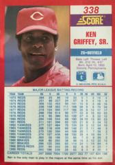 Back Of Card With Error | Ken Griffey Sr. [Uniform #25 on Card Back] Baseball Cards 1990 Score