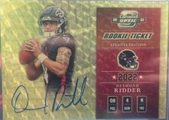 Desmond Ridder [2002 Throwback Autograph Gold Vinyl] #02TR-DR Football Cards 2022 Panini Contenders Optic Throwback Rookie Autographs Prices