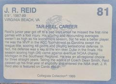 Back Of Card | J.R. Reid Basketball Cards 1989 Collegiate Collection North Carolina