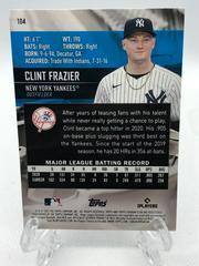 Back Of Card | Clint Frazier Baseball Cards 2021 Stadium Club Chrome