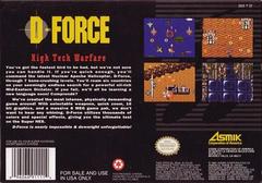 D-Force - Back | D-Force Super Nintendo
