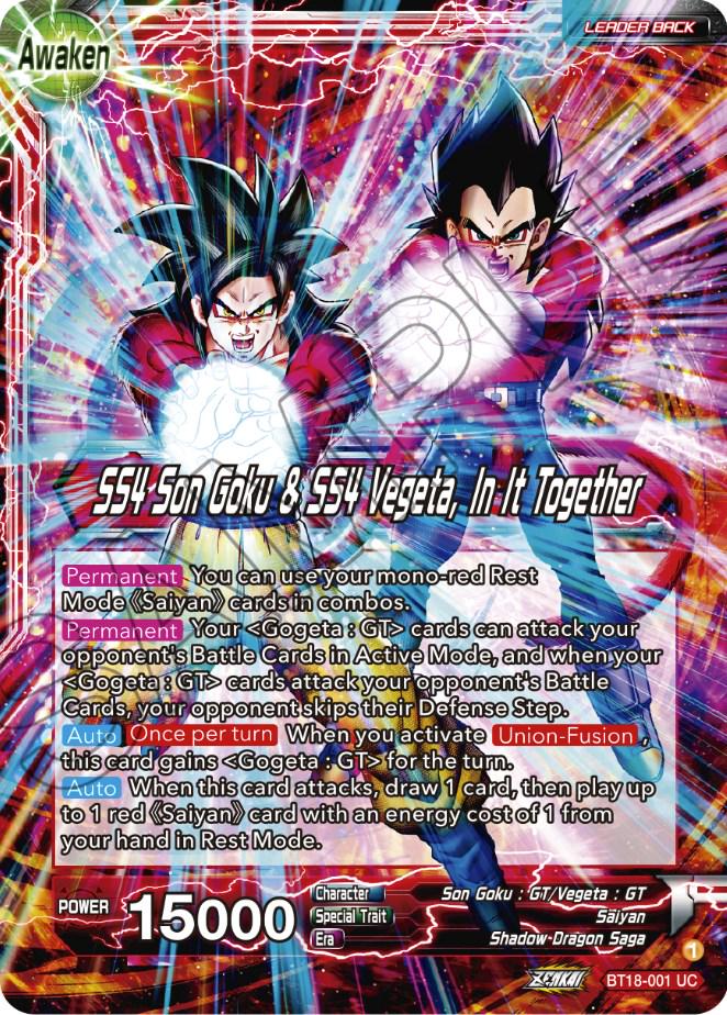 Son Goku & Vegeta // SS4 Son Goku & SS4 Vegeta, In It Together BT18-001 Dragon Ball Super Dawn of the Z-Legends