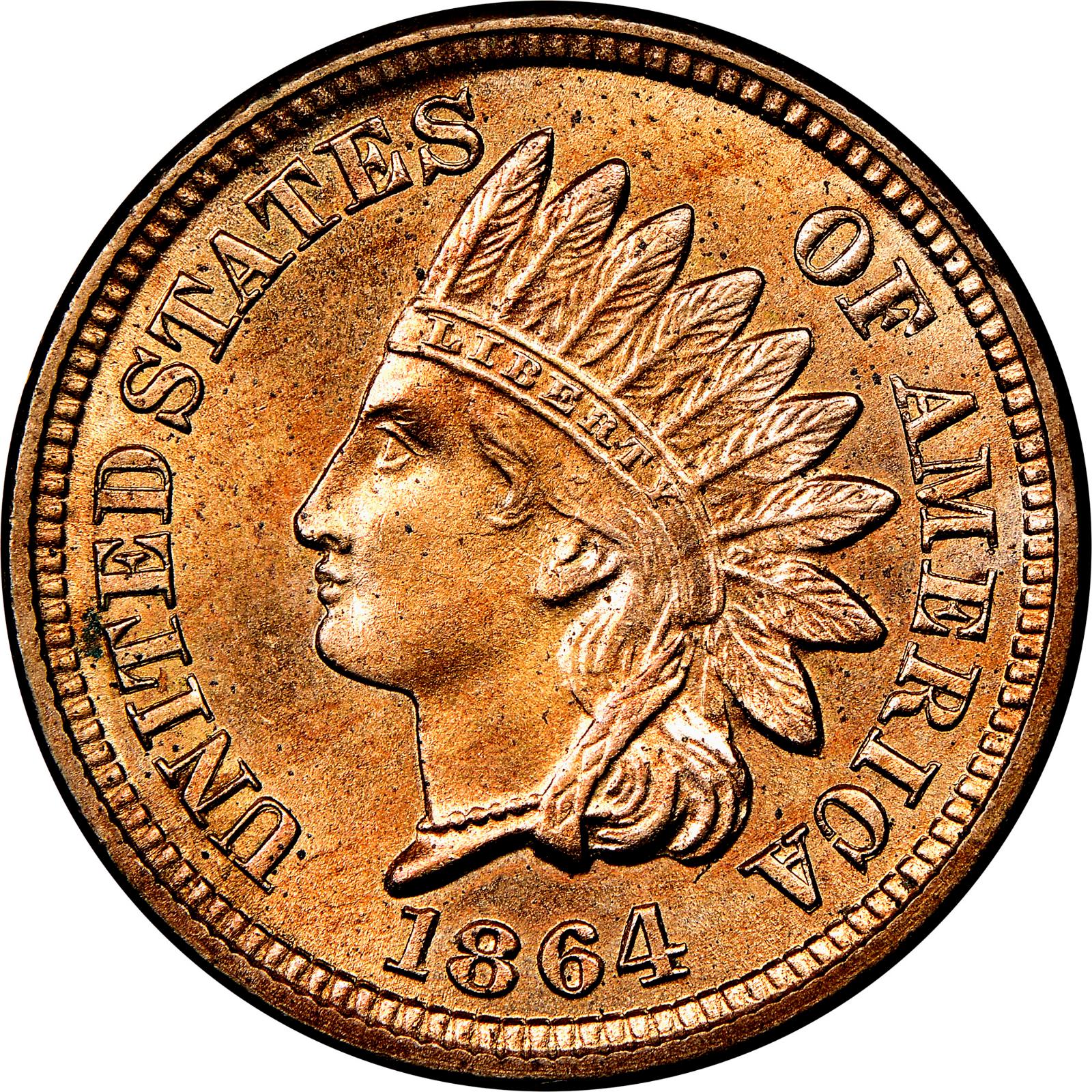 1864 [BRONZE TYPE 3] Coins Indian Head Penny