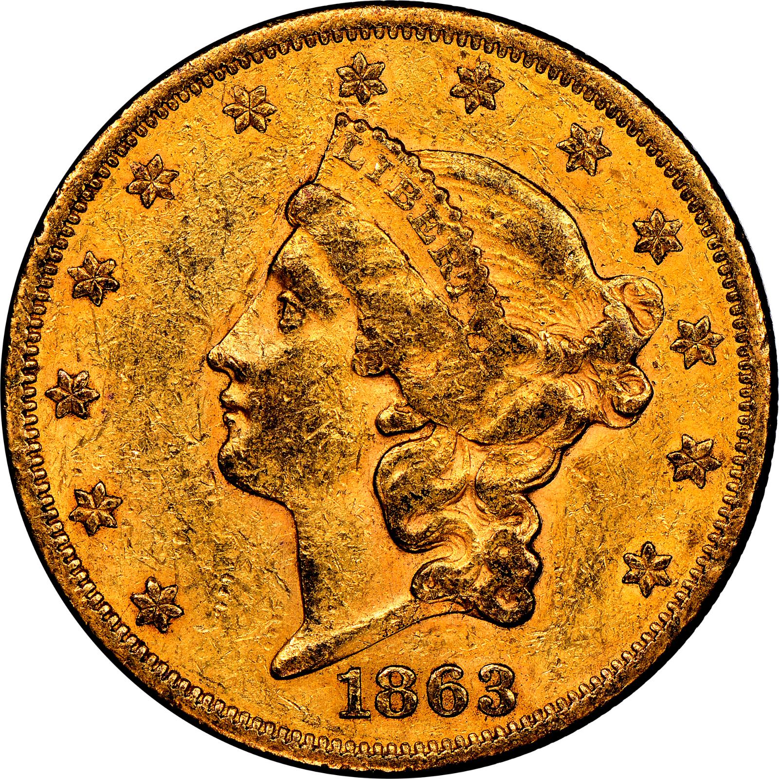 1863 [PROOF] Coins Liberty Head Gold Double Eagle