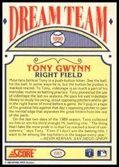 Back Of Card | Tony Gwynn Baseball Cards 1990 Score