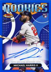 Michael Harris II [Blue] #RDA-MH Baseball Cards 2023 Topps Finest Rookies Design Variation Autographs Prices