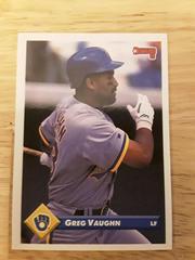 Greg Vaughn [Error rear of card print of yellow] #103 Baseball Cards 1993 Donruss Prices