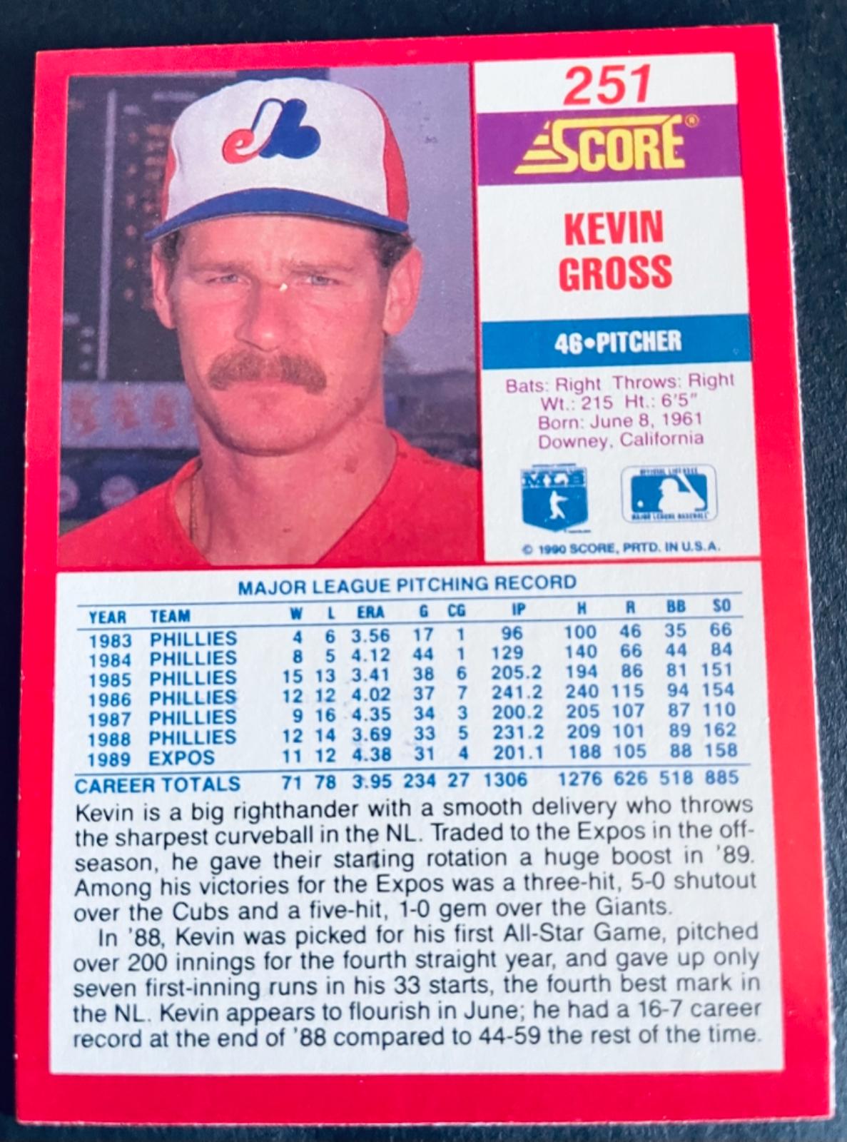 Kevin Gross 251 Prices 1990 Score Baseball Cards