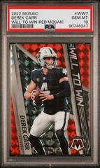 Derek Carr [Red] #WW-7 Football Cards 2022 Panini Mosaic Will to Win Prices