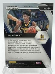 Back Of Card | Ja Morant [Orange Ice Prizm] Basketball Cards 2021 Panini Prizm Draft Picks