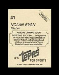 Coming Soon Back | Nolan Ryan [Coming Soon] Baseball Cards 1982 Topps Stickers