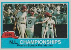N. L. Championships [Phil. Squeak Past Astros] #402 Baseball Cards 1981 Topps Prices