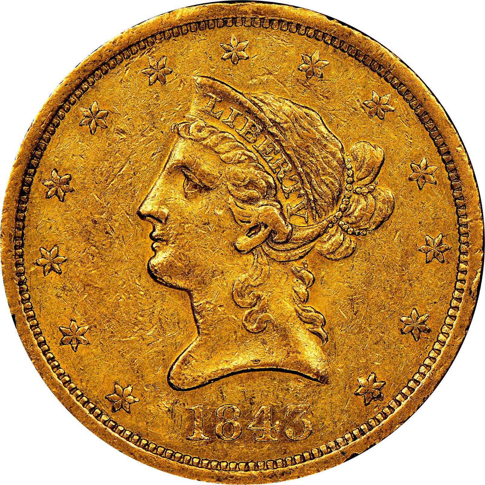 1843 O Coins Liberty Head Gold Eagle