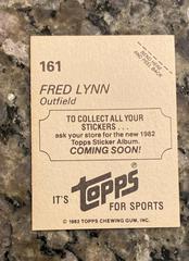 Coming Soon Back | Fred Lynn [Coming Soon] Baseball Cards 1982 Topps Stickers
