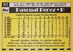 Rear | Pascual Perez Baseball Cards 1990 Topps Traded Tiffany