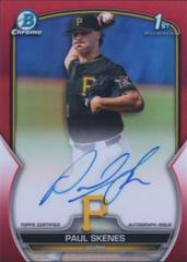 Paul Skenes [Red] #CDA-PS Baseball Cards 2023 Bowman Draft Chrome Prospect Autographs Prices