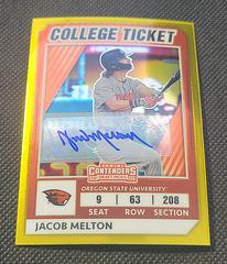 Jacob Melton [Signature] #24 Baseball Cards 2022 Panini Elite Extra Edition College Tickets Optic Prices