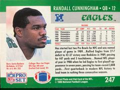 Back | Randall Cunningham Football Cards 1990 Pro Set
