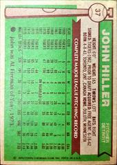 Back Of Card | John Hiller Baseball Cards 1976 Topps