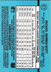 Back Of Card | Mike Scott Baseball Cards 1988 Donruss MVP