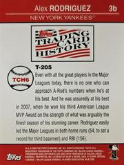 Rear | Alex Rodriguez Baseball Cards 2008 Topps Trading Card History
