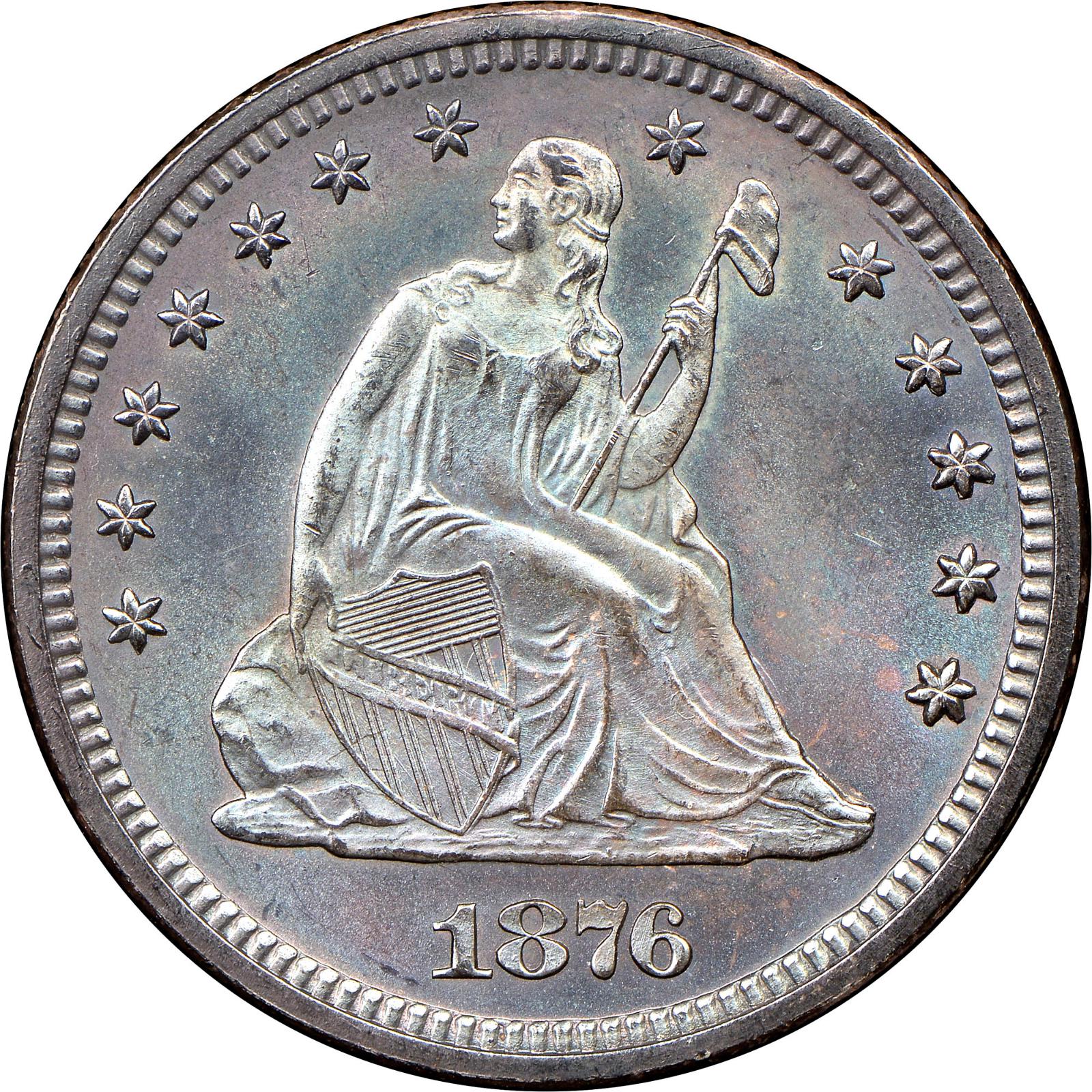 1876 S Coins Seated Liberty Quarter