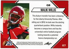 Back | Malik Willis Football Cards 2021 Pro Set College