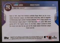 Back | Aaron Judge, Roger Maris Baseball Cards 2022 Topps Now