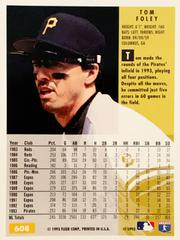 Rear | Tom Foley Baseball Cards 1994 Fleer