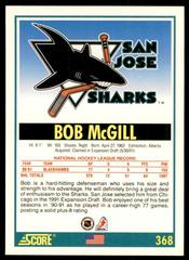 Back Of Card  | Bob McGill Hockey Cards 1991 Score American