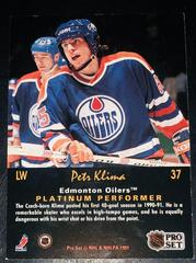 Back Of Card  | Petr Klima Hockey Cards 1991 Pro Set Platinum