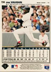 Rear | Mo Vaughn Baseball Cards 1995 Collector's Choice Se