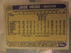 1987 Topps Juan Uribe #633 | Jose Uribe Baseball Cards 1987 Topps