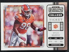 Myles Murphy #22 Football Cards 2023 Panini Chronicles Draft Picks Contenders College Ticket Prices