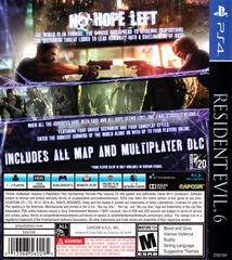 Back Cover | Resident Evil 6 Playstation 4