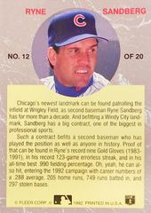 Rear | Ryne Sandberg Baseball Cards 1992 Ultra All Stars