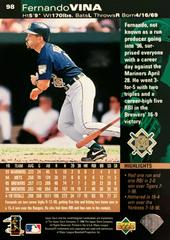 Rear | Fernando Vina Baseball Cards 1997 Upper Deck