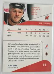 Backside | Jeff Friesen Hockey Cards 2003 ITG Toronto Star