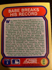 Babe Breaks His Record #52 Baseball Cards 1988 Score Magic Motion Great Moments in Baseball Prices