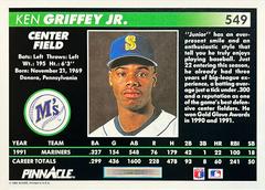 Card Back | Ken Griffey Jr. Baseball Cards 1992 Pinnacle
