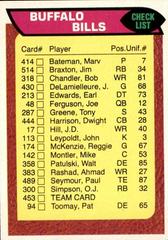 Bills Checklist #453 Football Cards 1976 Topps Prices