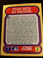 Ryan Sets SO Record #23 Baseball Cards 1988 Score Magic Motion Great Moments in Baseball Prices
