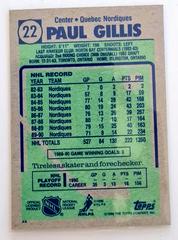 Backside | Paul Gillis Hockey Cards 1990 Topps