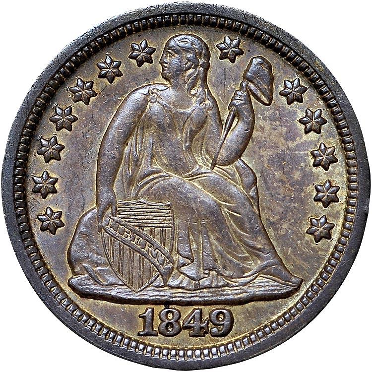 1849 Coins Seated Liberty Dime