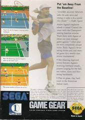 Andre Agassi Tennis - Back | Andre Agassi Tennis Sega Game Gear