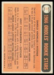 Back | Orioles Rookies [Knowles, Etchebarren] Baseball Cards 1966 Topps