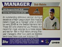 Rear | Bob Melvin Baseball Cards 2006 Topps Updates & Highlights