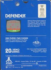 Back Cover | Defender Atari 2600